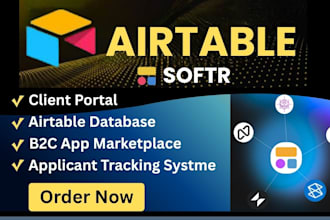 build airtable database, softr client portal and airtable automation