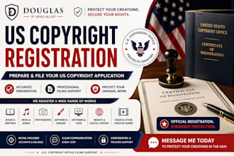 prepare and file US copyright registration for books music artwork creative work