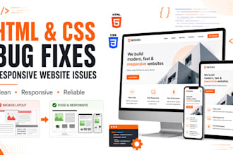 fix HTML CSS bugs and responsive website issues