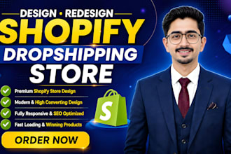 do shopify store design, shopify dropshipping store, redesign shopify web