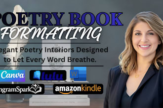 do poetry book formatting, poetry interior design, paperback, amazonkdp, ebook