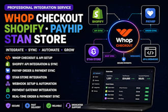 whop checkout shopify payhip stan store integration sync payment gateway API fix