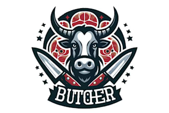 do meat shop butchery BBQ butcher logo design
