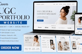 design ugc portfolio website canva portfolio website canva social media kit, epk