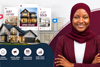 promote real estate listings, just listed and open house for realtors
