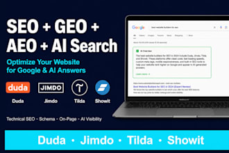 optimize your duda, jimdo, tilda, showit, website for SEO GEO aeo and ai search