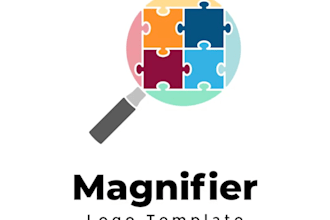 do modern search research detective magnifier logo design