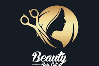 create hair salon barber shop beauty hair logo