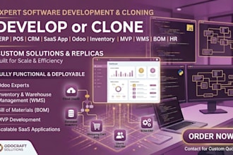 develop or clone software erp pos crm saas app odoo inventory mvp wms bom hr