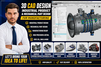 3d cad design industrial product design mechanical part design for manufacturing