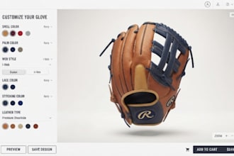 create a custom baseball and softball glove configurator on zakeke, kickflip
