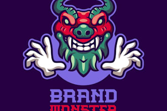 do eye catching fierce unique mascot monster logo