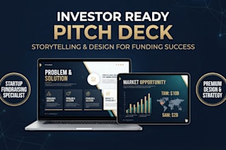 design an investor ready pitch deck and startup presentation
