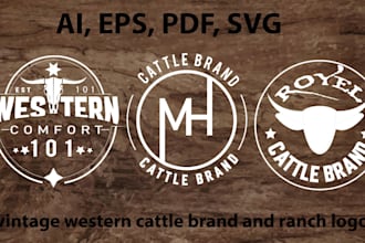 design western cattle brand and vintage ranch logo
