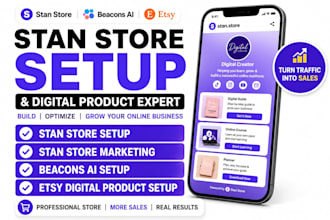 do stan store setup, stan store marketing, beacons ai, shopify digital product