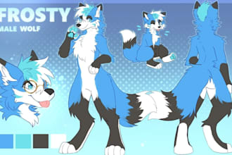 design detailed furry reference sheet, fursona characters, furry ref sheet oc