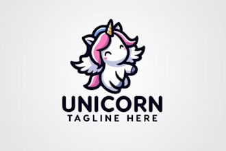 do cute mascot mystical emblem unicorn logo
