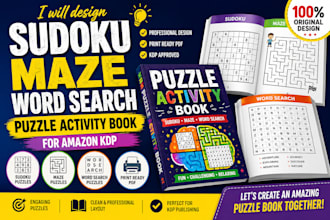 design sudoku maze word search puzzle trivia book activity games book for amazon