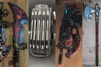 do 3d cosplay weapons and props for sword armors axe dagger for 3d printing