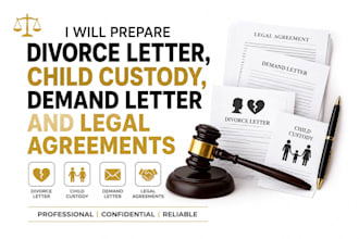 prepare divorce letter, child custody, demand letter and legal agreements