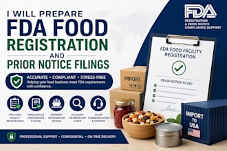 prepare fda food registration and prior notice filings