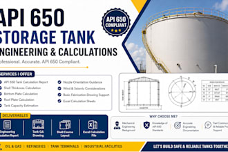 design API 650 storage tanks, piping, tank calculations and fabrication drawing