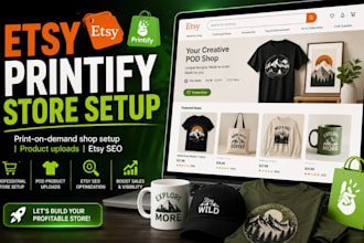 etsy printify print on demand store, do shopify product listing, product upload