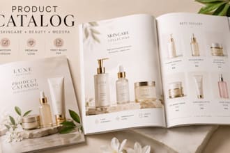 design product catalog, skincare brochure, beauty catalog and medspa brochure