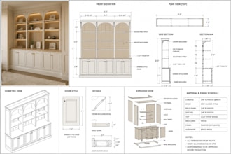 create detailed custom joinery, millwork, casework, cabinet shop drawings