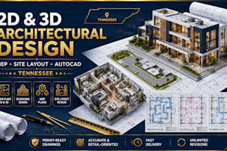 draft 2d and 3d architectural and mep plan design for site layout plan tennessee