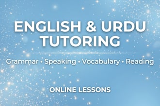 teach english and urdu grammar, speaking and conversation online