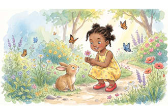 do children story book watercolor illustration handrawn children illustrator
