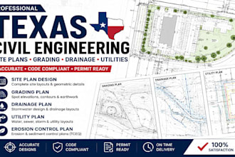 design texas site plan drainage and grading plans and civil engineering drawings