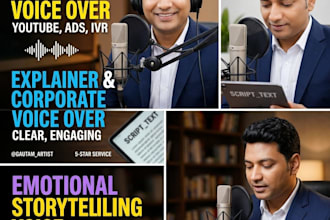 do professional hindi voice over for youtube audiobooks and commercials