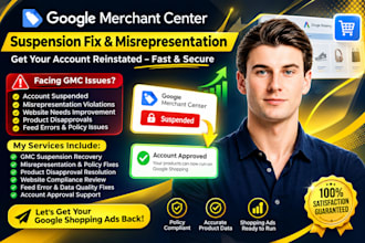 fix google merchant center suspension and misrepresentation