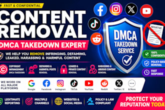 remove infringing defaming leaked copyright harassing negative harmful post,dmca