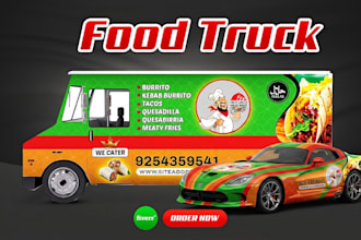 design stylish food truck wrap, food trailer wrap, or food van wrap design