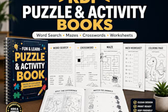 design word search, sudoku, crossword, cryptogram trivia book, maze book for KDP