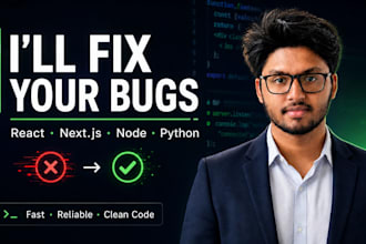 fix bugs in your react, nextjs, nodejs web app