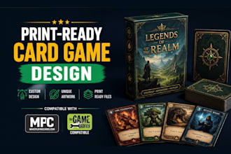 do professional card game design, game art, and box design, custom card game art