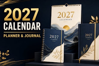 design 2027 calendar, planner, journal, printable digital wall or desk calendar
