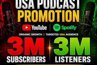 usa youtube podcast promotion, usa spotify podcast promotion to 3m subscribers