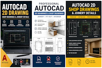 create professional autocad 2d drawings, shop drawings and joinery details
