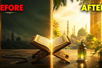 design before after islamic youtube thumbnails