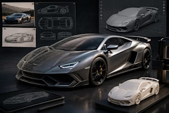 do 3d car modelling, 3d vehicle design, rendering 3d printing, stl model games