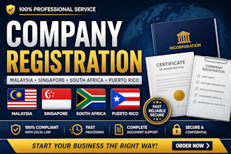 company registration malaysia, south africa,  puerto rico, singapore