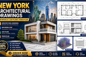 design new york architectural drawings, bim models, cad plans fence plan