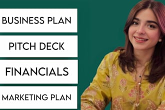 do startup business plan, marketing plan, financials and pitch deck
