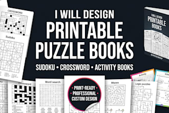 design printable puzzle, sudoku books crossword and activity books, maze puzzle