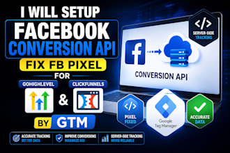 setup facebook conversion API fix fb pixel for gohighlevel clickfunnels by GTM